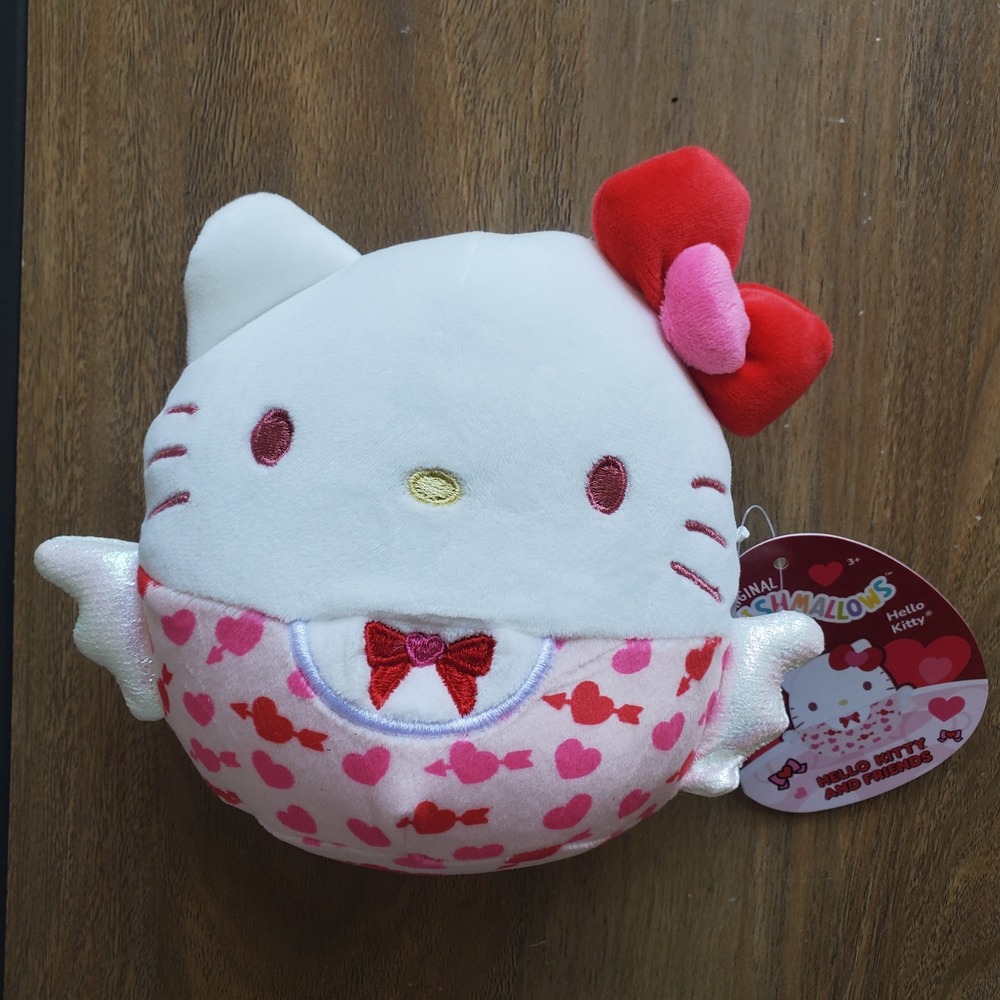 Squishmallows Hello Kitty 5" Angel Plush Pink Red Hearts Valentines Day Kawaii